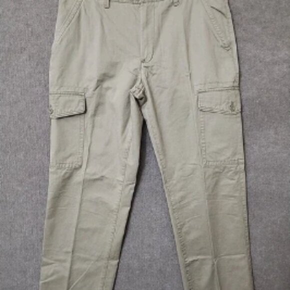 St Johns Bay Straight Fit Cargo Pants Mens 36x30 Khaki 100% Cotton NEW - Picture 1 of 7